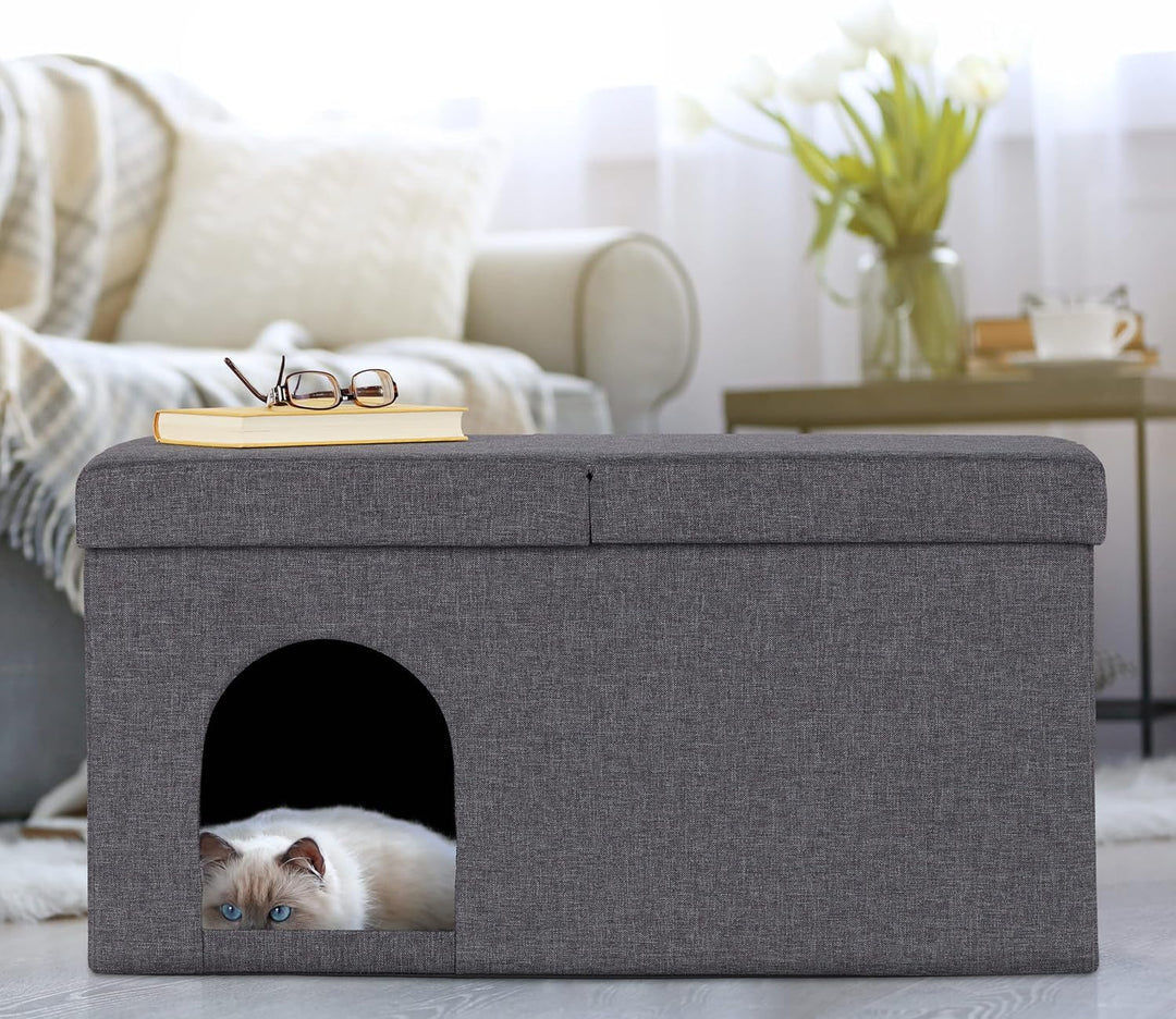 Relaxdays Katzenhöhle faltbar, belastbare Sitzbank, Katzenmöbel Indoor, Tierversteck, HBT: 38,5 x 74