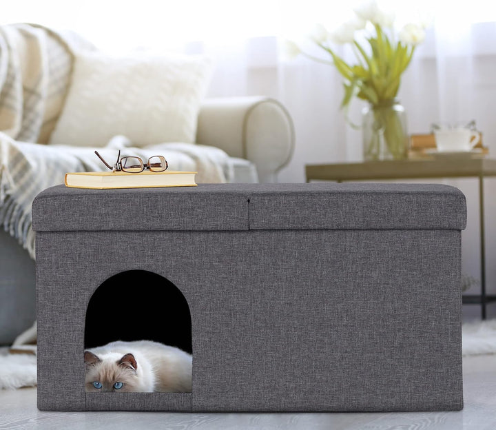Relaxdays Katzenhöhle faltbar, belastbare Sitzbank, Katzenmöbel Indoor, Tierversteck, HBT: 38,5 x 74