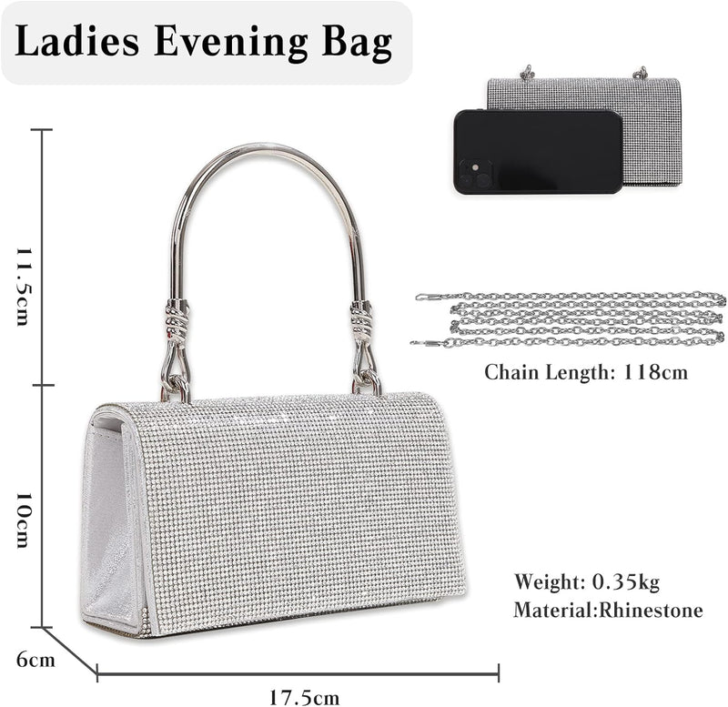 CORIOS Abendtasche Damen Shiny Strass Handtasche Diamant Clutch Bag Kette Schultertasche Klein Tasch