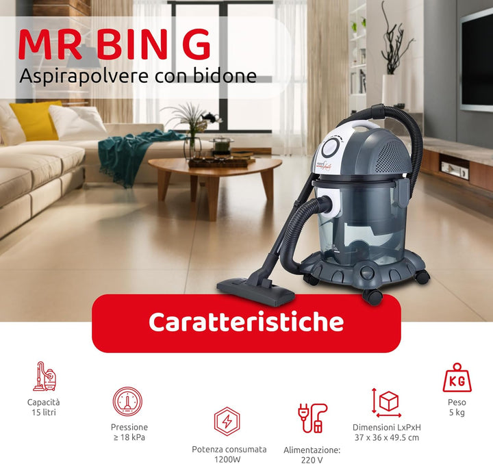 Melchioni family 118140006 Mr Bin G Staubsauger mit Behälter