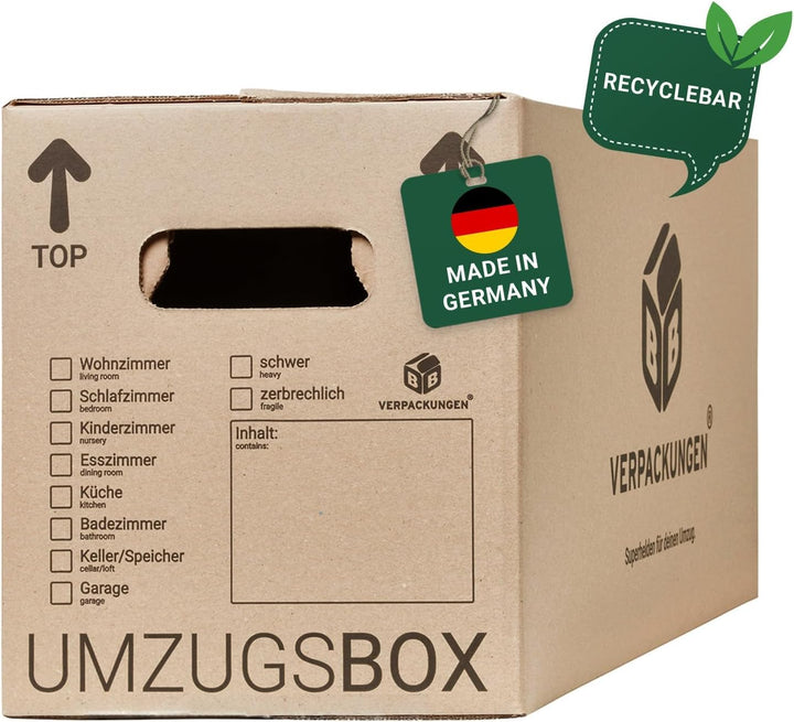 BB-Verpackungen 20 x Umzugskarton aus recycelter Pappe, sehr stabil mit doppeltem Boden (belastbar b