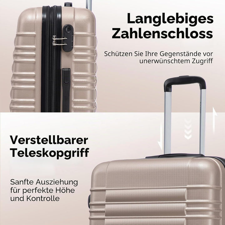 3tlg Hartschalenkofferset Kofferset, M-L-XL, Erweiterbare Kapazität Reisekofferset Hartschalenkoffer
