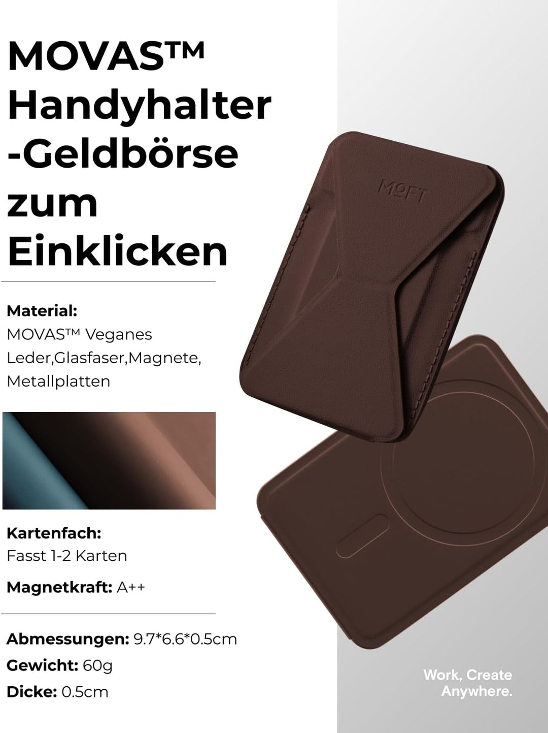 MOFT Magnetischer Wallet Ständer für iPhone 17/16/15/14/13/12 Serie Kompatibel mit MagSafe, MOVAS Ve