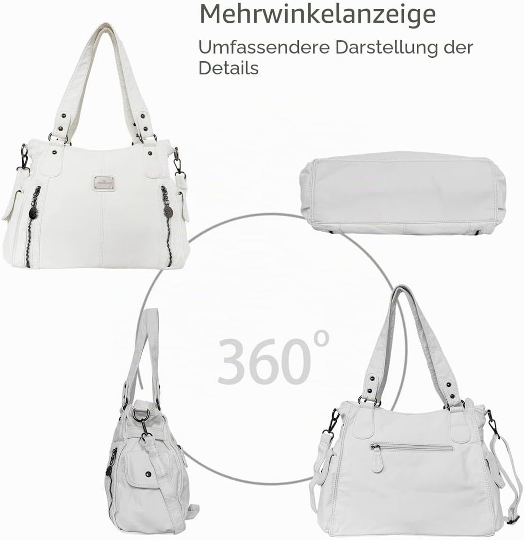 NICOLE & DORIS Women Hobo bags shoulder bags Washed Leather Totes Crossbody with Multiple Compartmen