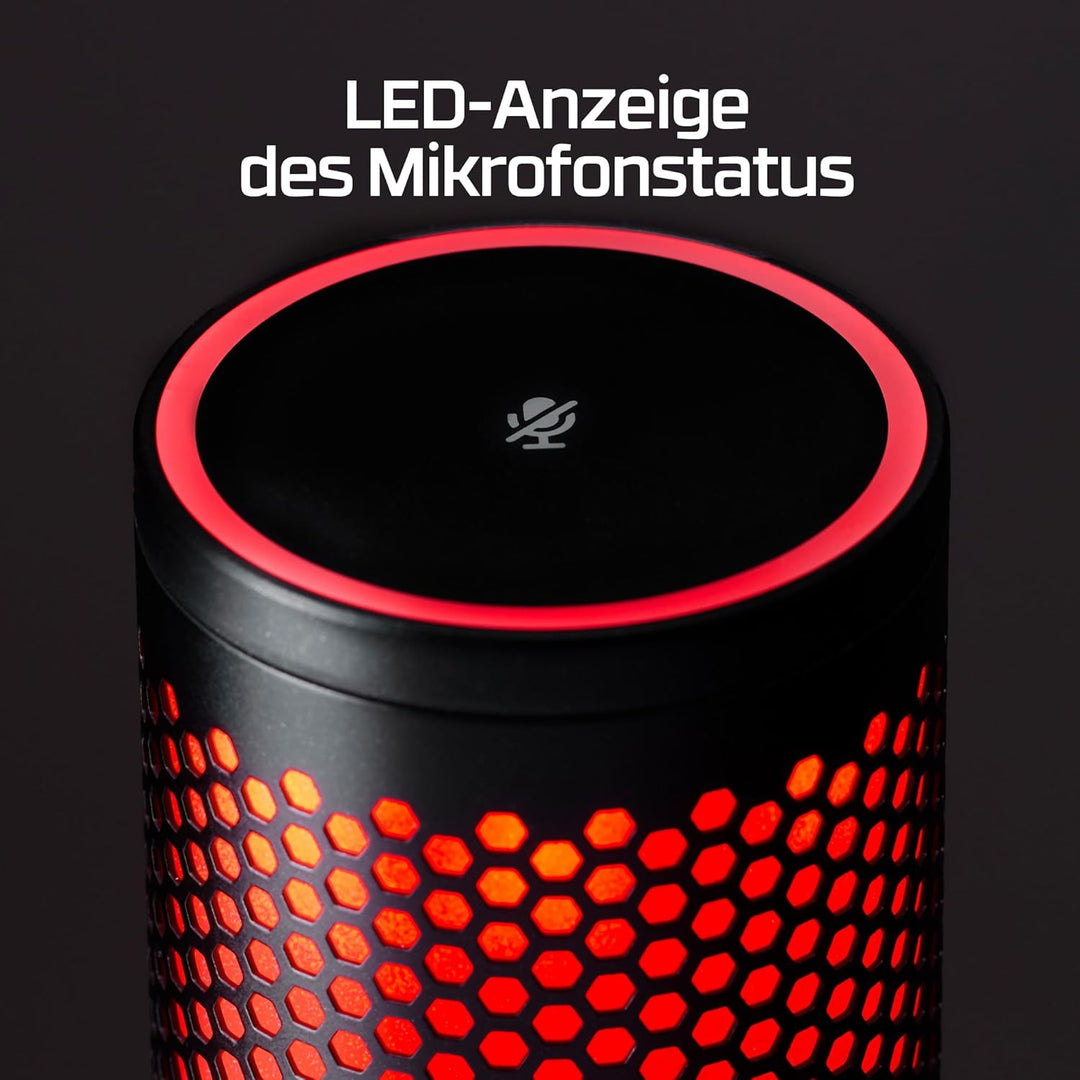 HyperX QuadCast 2, USB-Mikrofon für Gaming, Streaming und Podcasting, Tippen-zum-Stummschalten-Senso