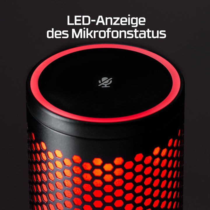HyperX QuadCast 2, USB-Mikrofon für Gaming, Streaming und Podcasting, Tippen-zum-Stummschalten-Senso