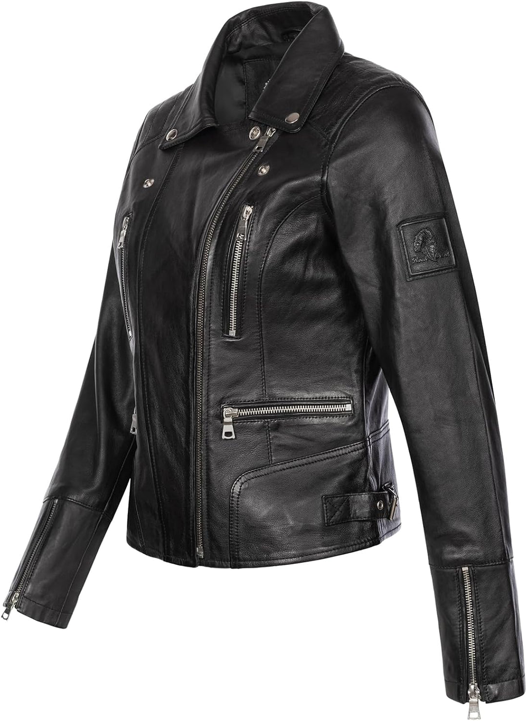 Rock Creek Damen Lederjacke echt Leder Jacke D-490, XS Schwarz