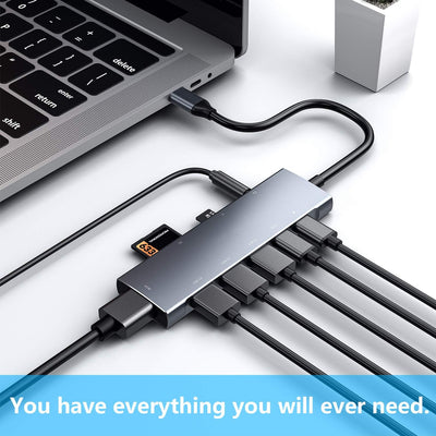 USB C HUB für iPad Pro 9-in-1 Adapter iPad Pro 12.9 11 Zoll iPad Air 5 4 mit 4K HDMI, USB-C PD Aufla