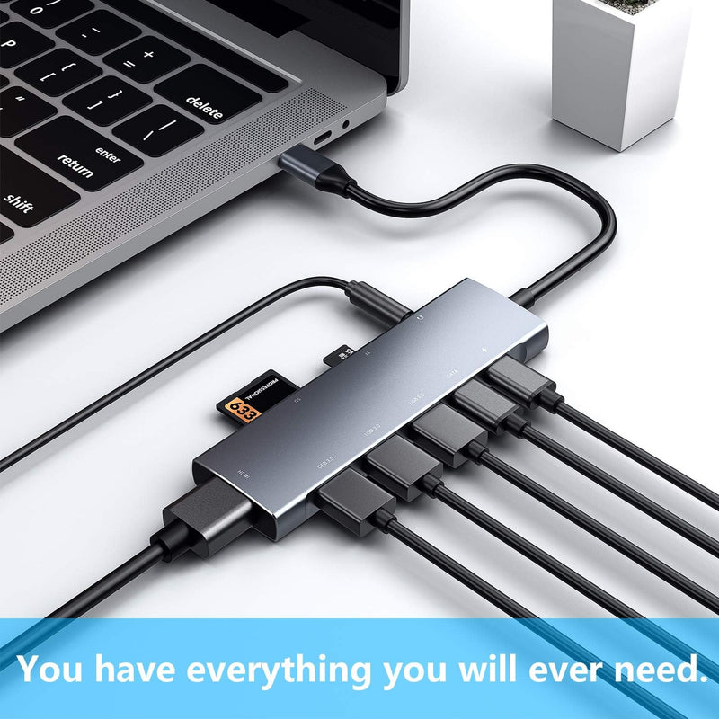 USB C HUB für iPad Pro 9-in-1 Adapter iPad Pro 12.9 11 Zoll iPad Air 5 4 mit 4K HDMI, USB-C PD Aufla