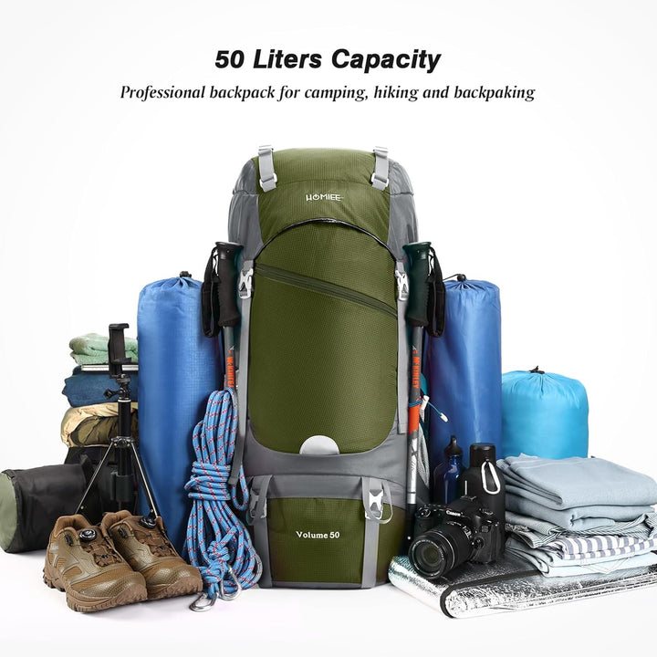 HOMIEE Wanderrucksack 50L, Herren Damen Wasserdichter Trekkingrucksack Reiserucksack Outdoor Wandern
