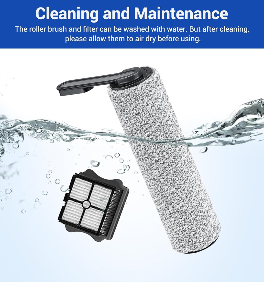 Bürstenrolle und Filter Ersatzteile kompatibel für Tineco Floor One S5/S5 Pro/S5 Pro 2/S5 Extreme, 2