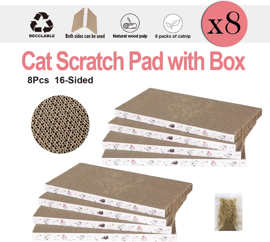 8 Packungen in 1 Katzenkratzkissen, Katzenkratzer aus Karton, wendbar, langlebig, recycelbar, Premiu