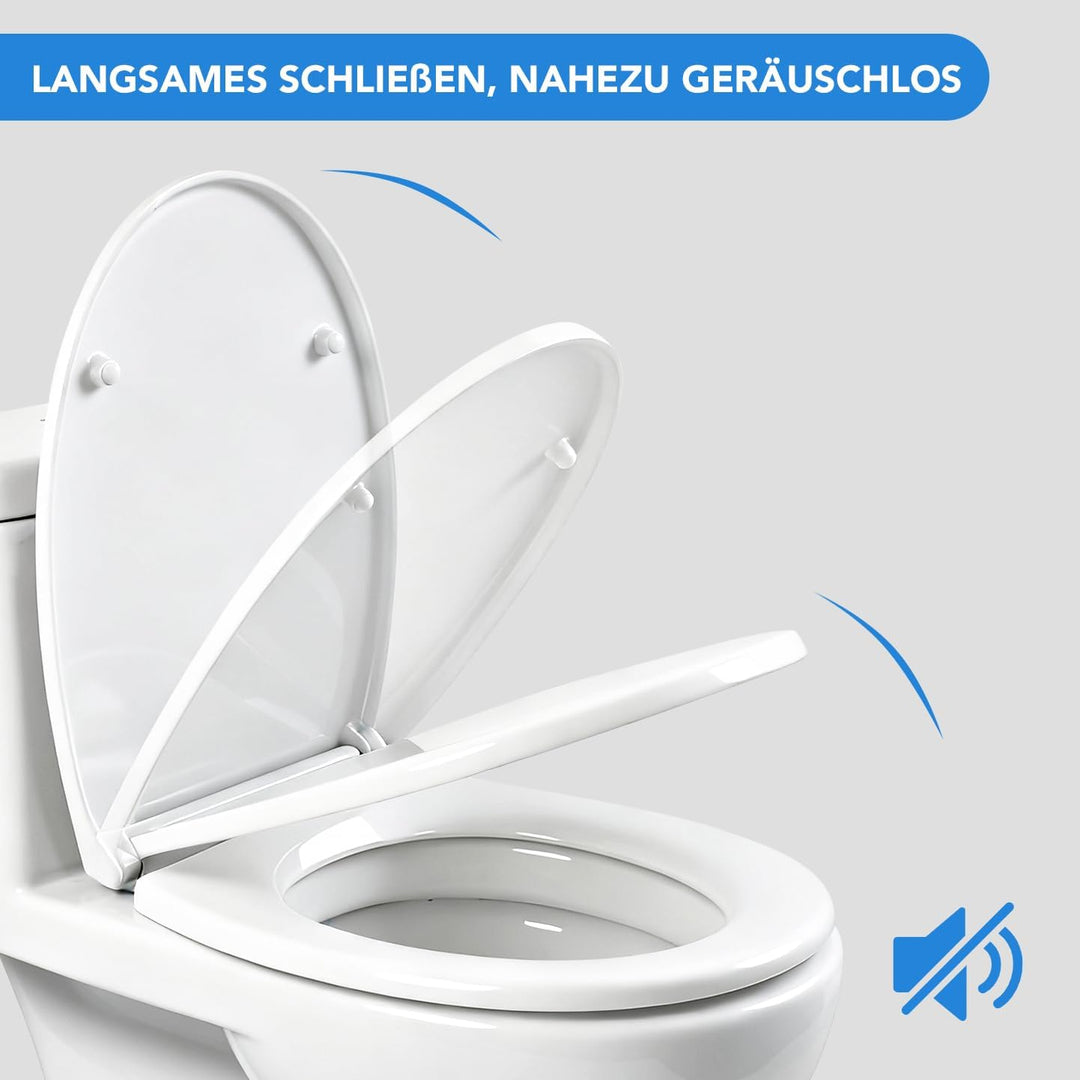 O-Form Toilettensitz mit Softclose Absenkautomatik & Quick Release Funktion, Abnehmbarer WC Deckel a