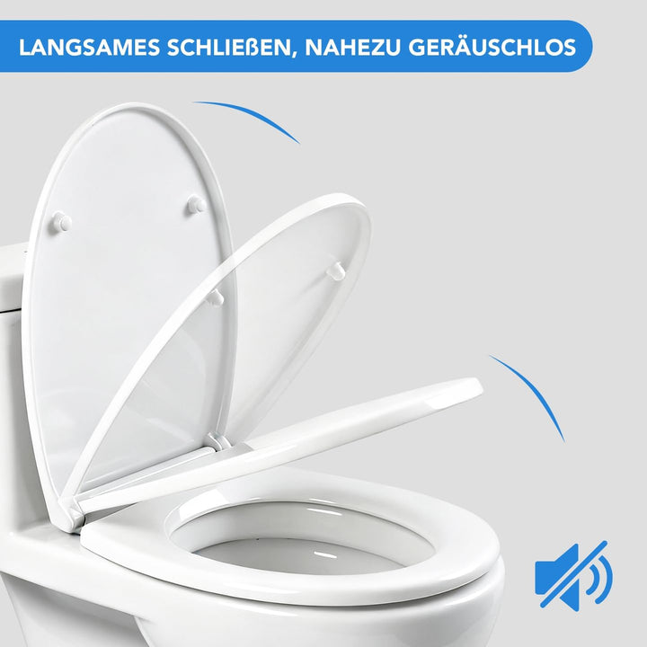 O-Form Toilettensitz mit Softclose Absenkautomatik & Quick Release Funktion, Abnehmbarer WC Deckel a