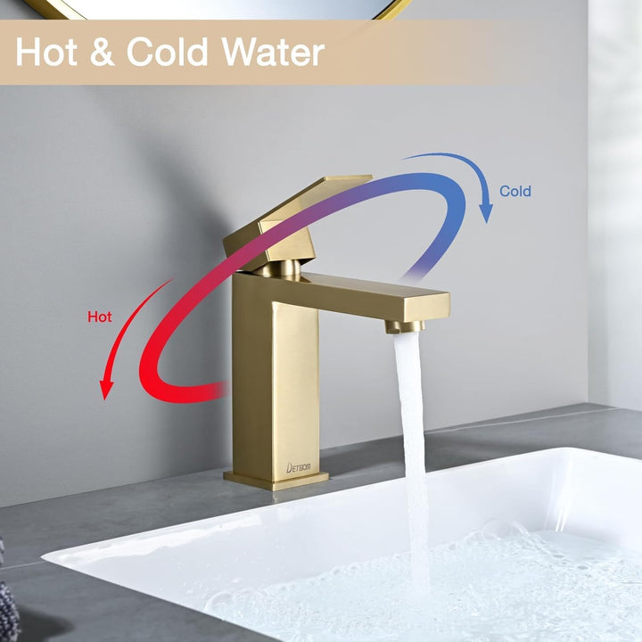 DETBOM Wasserhahn Bad,Mischbatterie Waschtischarmatur mit Geräuscharmem Keramischem Ventilkern,Armat