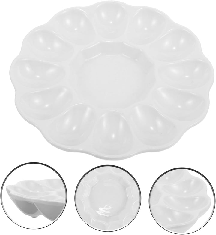 VICASKY Ostereier Eierplatte mit Fächern Keramisches Eiertablett als Eierhalter und Ablage für Gekoc