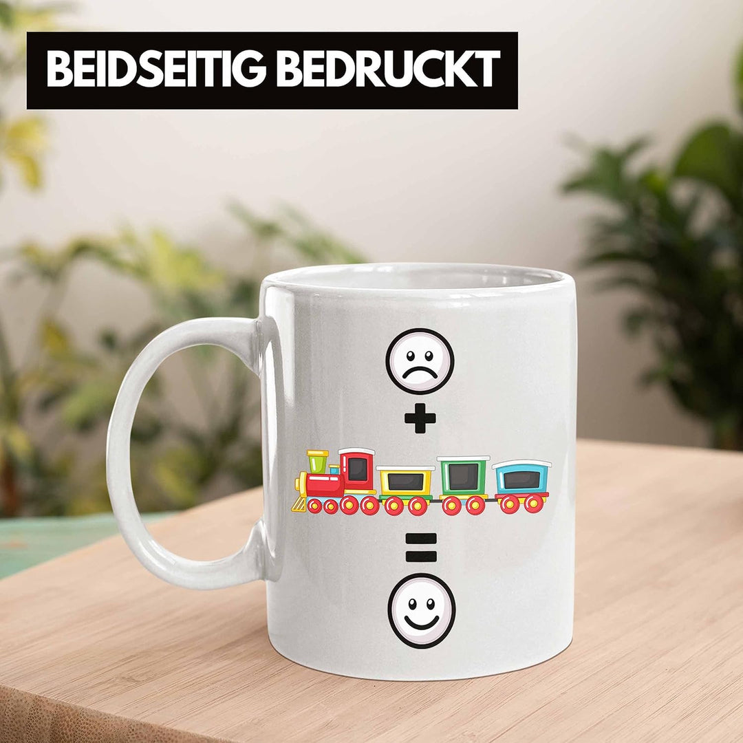 Trendation - Eisenbahn Tasse Geschenk für Eisenbahner Modelleisenbahn :(+ Eisenbahner = :) Lustige G
