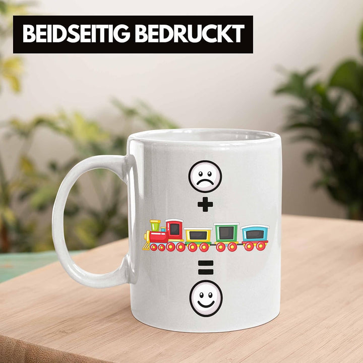 Trendation - Eisenbahn Tasse Geschenk für Eisenbahner Modelleisenbahn :(+ Eisenbahner = :) Lustige G