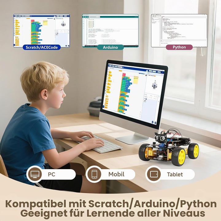 ACEBOTT Roboter Bausatz für Kinder 12+ Jahren, Roboter Kinder kompatibel mit Arduino und Scratch, Ro