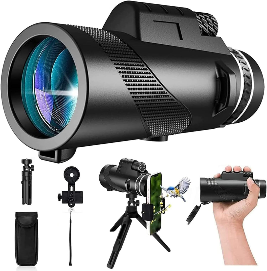 Monokular Fernglas 12x50 HD Teleskop Fernrohr für Erwachsene mit Handyhalterung & Stativ – Handteles