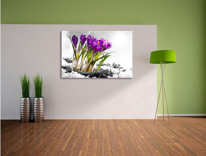 Pixxprint Kunst Frühling florwer Hintergrund als Leinwandbild/Grösse: 100x70 cm/Wandbild/Kunstdruck/