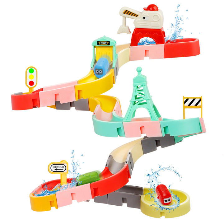 Badespielzeug ab 2 3 4 5 6 Jahre, DIY Kugelbahn Badewannenspielzeug 47 Stück, Wasserspielzeug Kinder