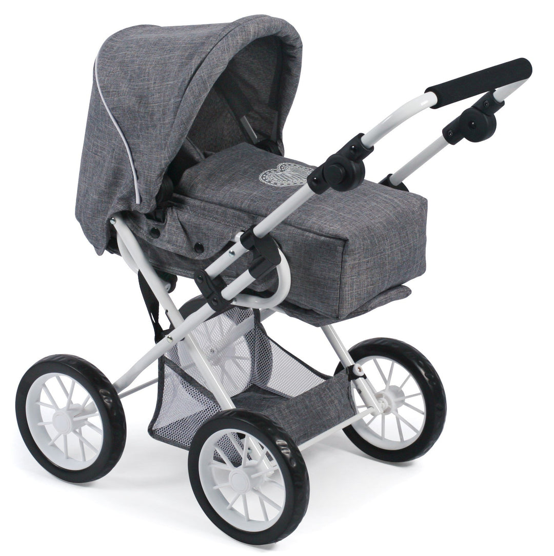 Bayer Chic 2000 - Puppenwagen Leni, 2in1 Kombipuppenwagen mit herausnehmbarer Tragetasche, Jeans gra