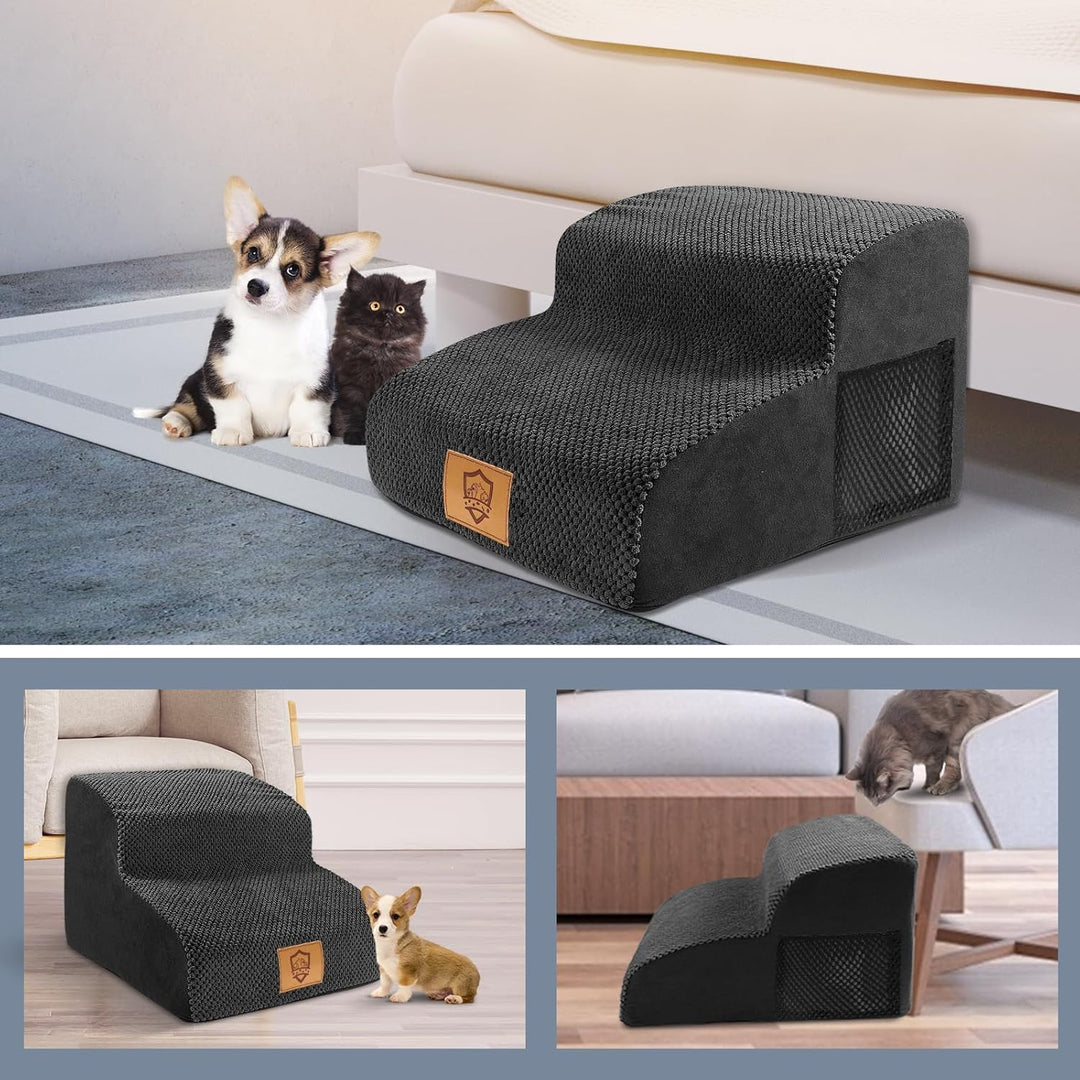 Hundetreppe für Kleine Hunde, Thihome Hundetreppe 2 Stufen, Rutschfestem Katzentreppe für Alte Katze