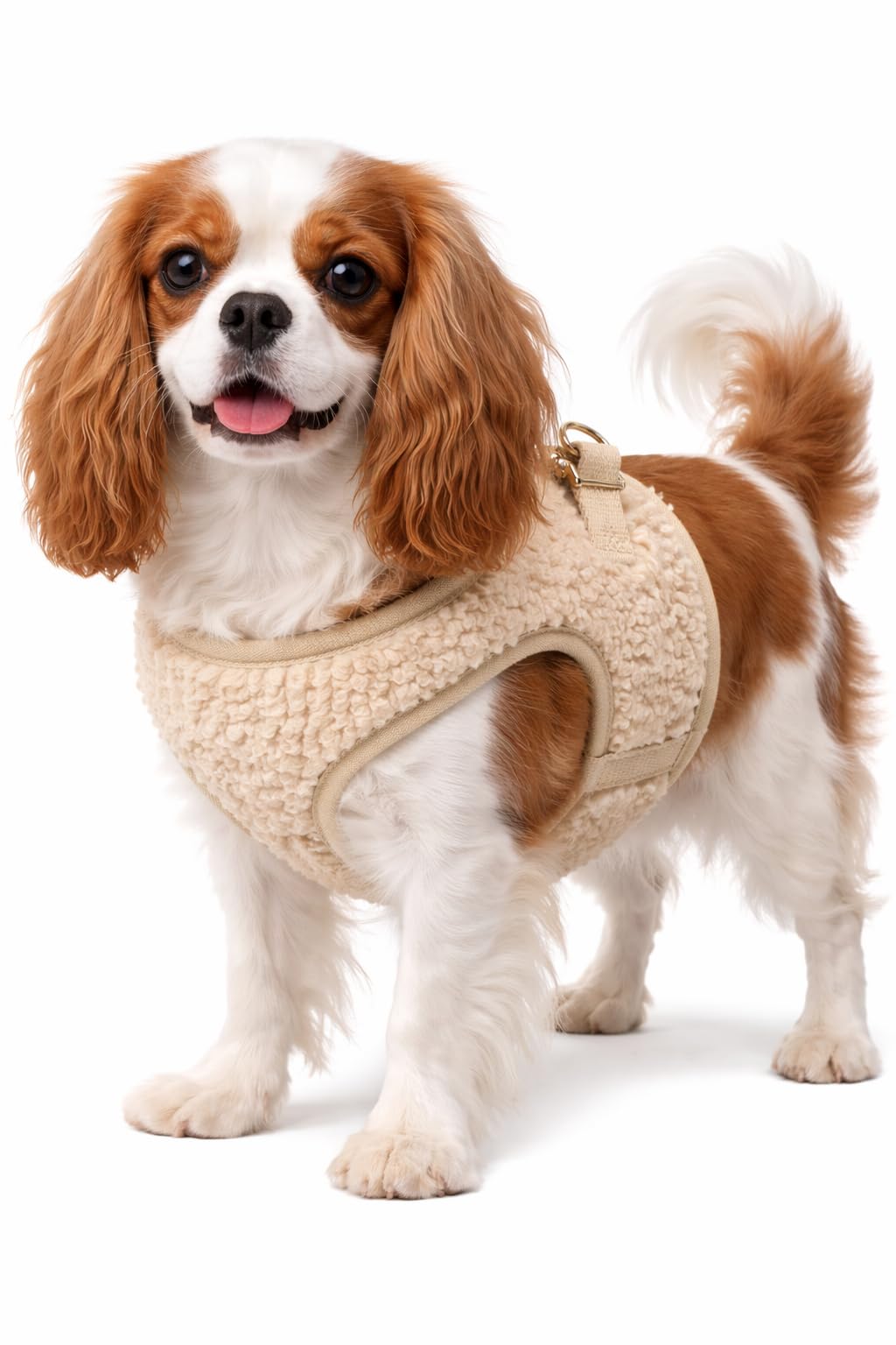 Flamingo Step&Go Hundegeschirr Pookie – Beige – Grösse S (A: 30–35cm, B: 37–40cm, 5mm) – Weiches Fle