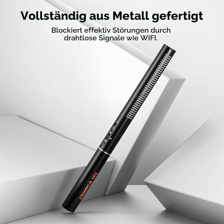 COMICA VP3 XLR-Mikrofon Supernieren-Kondensator-Richtmikrofon, Shotgun Mikrofon für Kamera, Camcorde