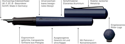 Faber-Castell 140545 - Tintenroller Hexo, blau, 1 Stück Tintenroller Hexo Blau, Tintenroller Hexo Bl