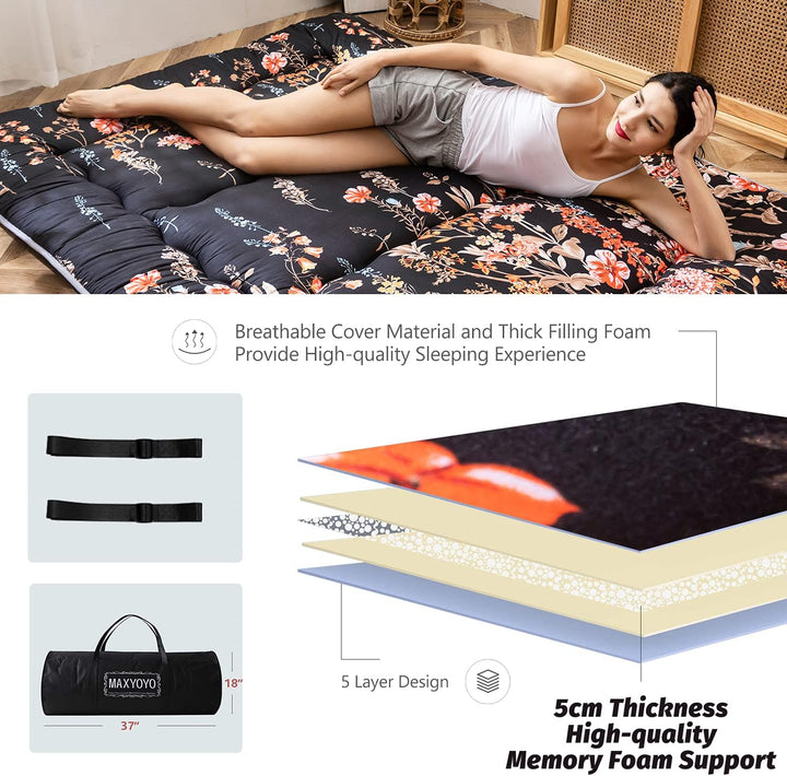 MAXYOYO Japanische Bodenmatratze Futonmatratze, Verdicken Tatami Matte Isomatte Faltbare Roll-Up Mat