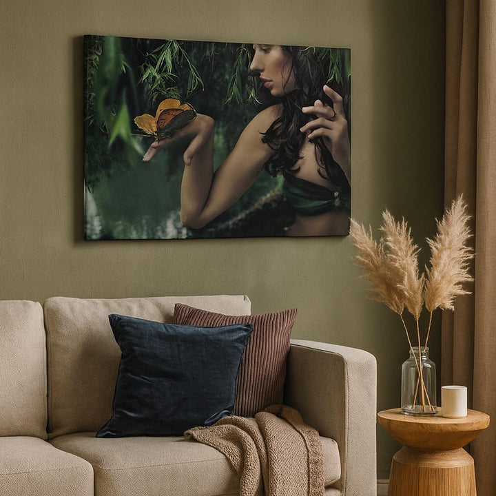 Bilder auf Leinwand 100x70cm Leinwandbild Körper Kosmetik Mode Schmetterling Gross Wanddeko Bild Sch