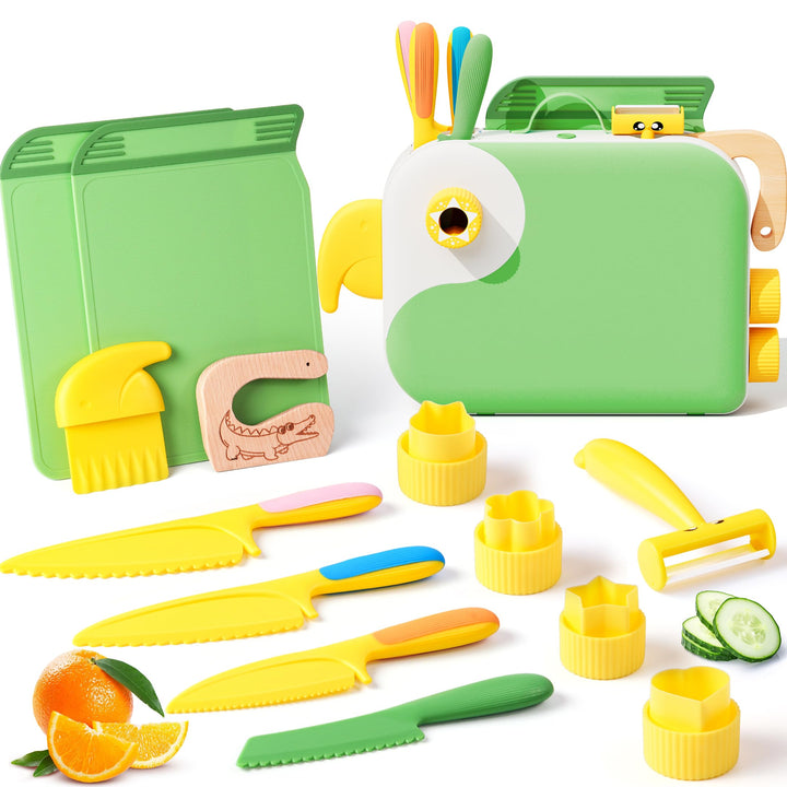 Kindermesser set - Kinder Sicherheit Küchenmesser für Echtes Kochen mit Aufbewahrungsbox, Gemüse Aus