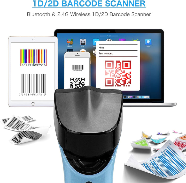 NETUM Bluetooth Wireless 2D Barcode Scanner Automatischer, freihändiger Barcodeleser mit Ladestation