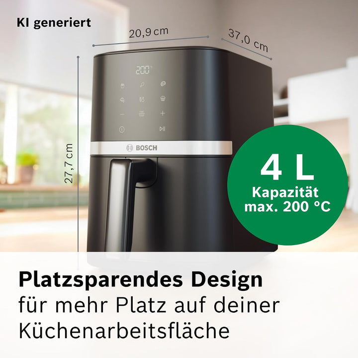 Bosch Heissluftfritteuse Serie 2, 4 L grosser Korb für bis zu 2 Personen, Kleine Heissluftfritteuse,