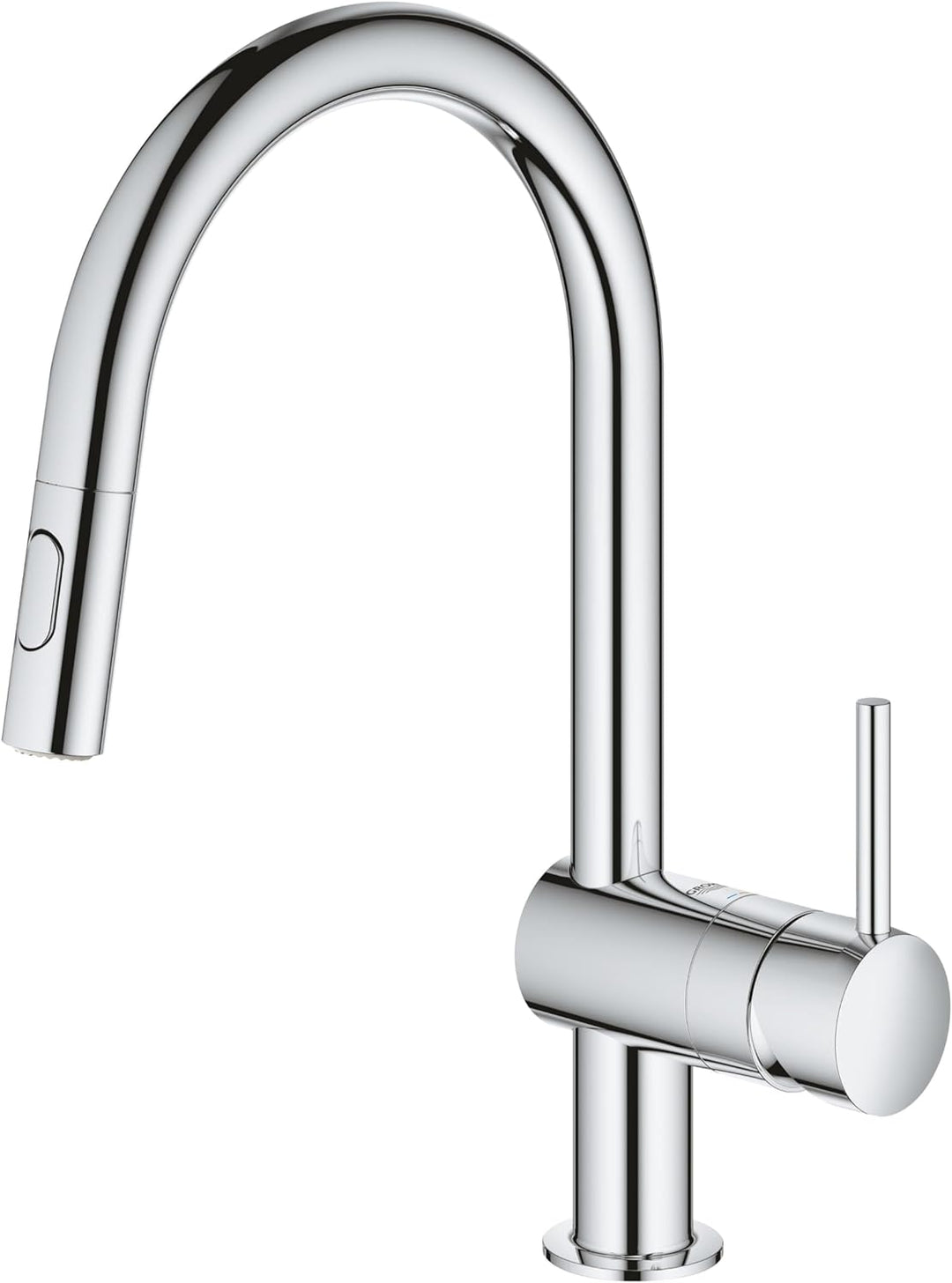 GROHE Minta - Einhand-Spültischarmatur (C-Auslauf, Einlochmontage, herausziehbare Dual Spülbrause, f