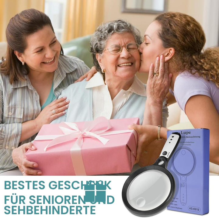 Lupe mit Licht USB Aufladbar und Aufbewahrungskoffer, 10X 20X 45X Vergrösserungsglas, 37 LED Beleuch