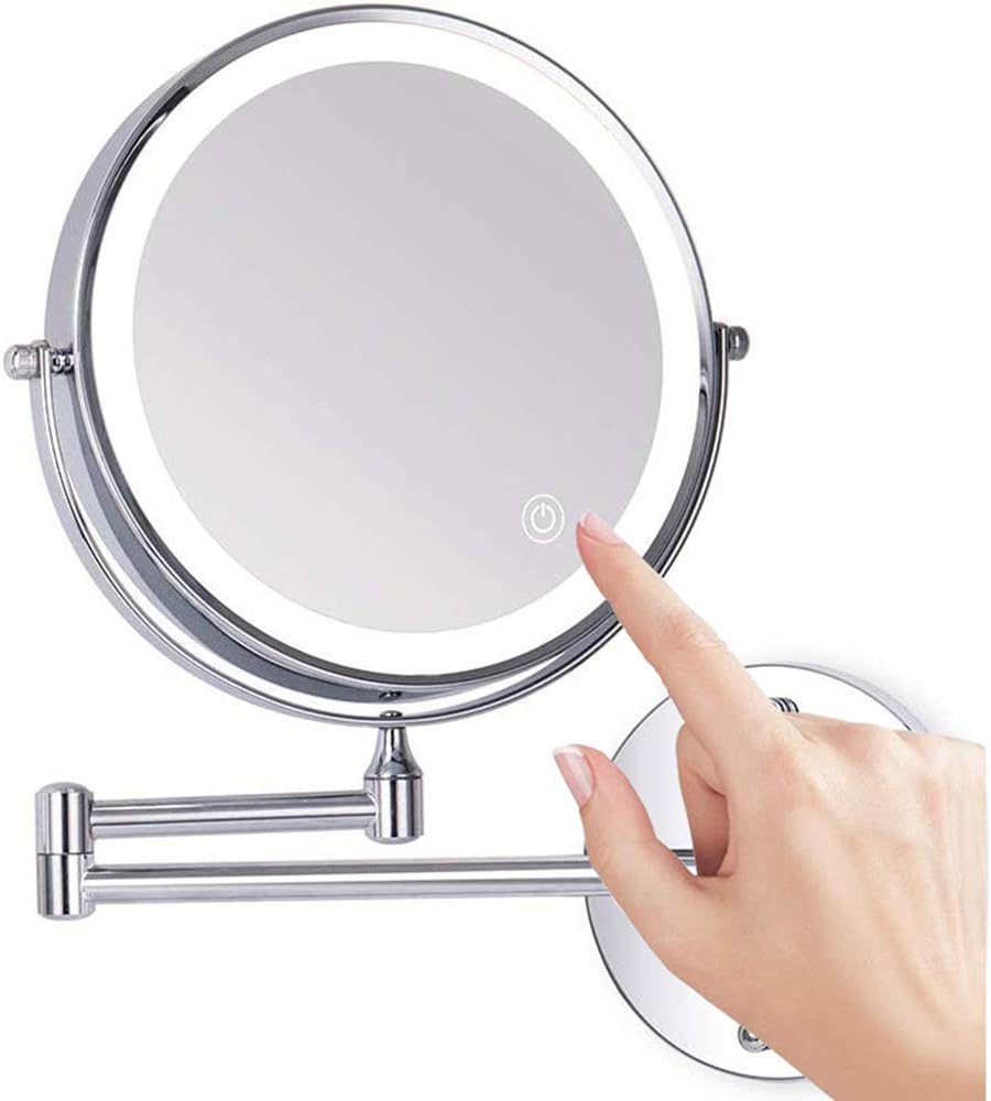 Loywe Beleuchtet Kosmetikspiegel 7-Fach mit Beleuchtung LED Wandmontage Touchscreen für Badezimmer,