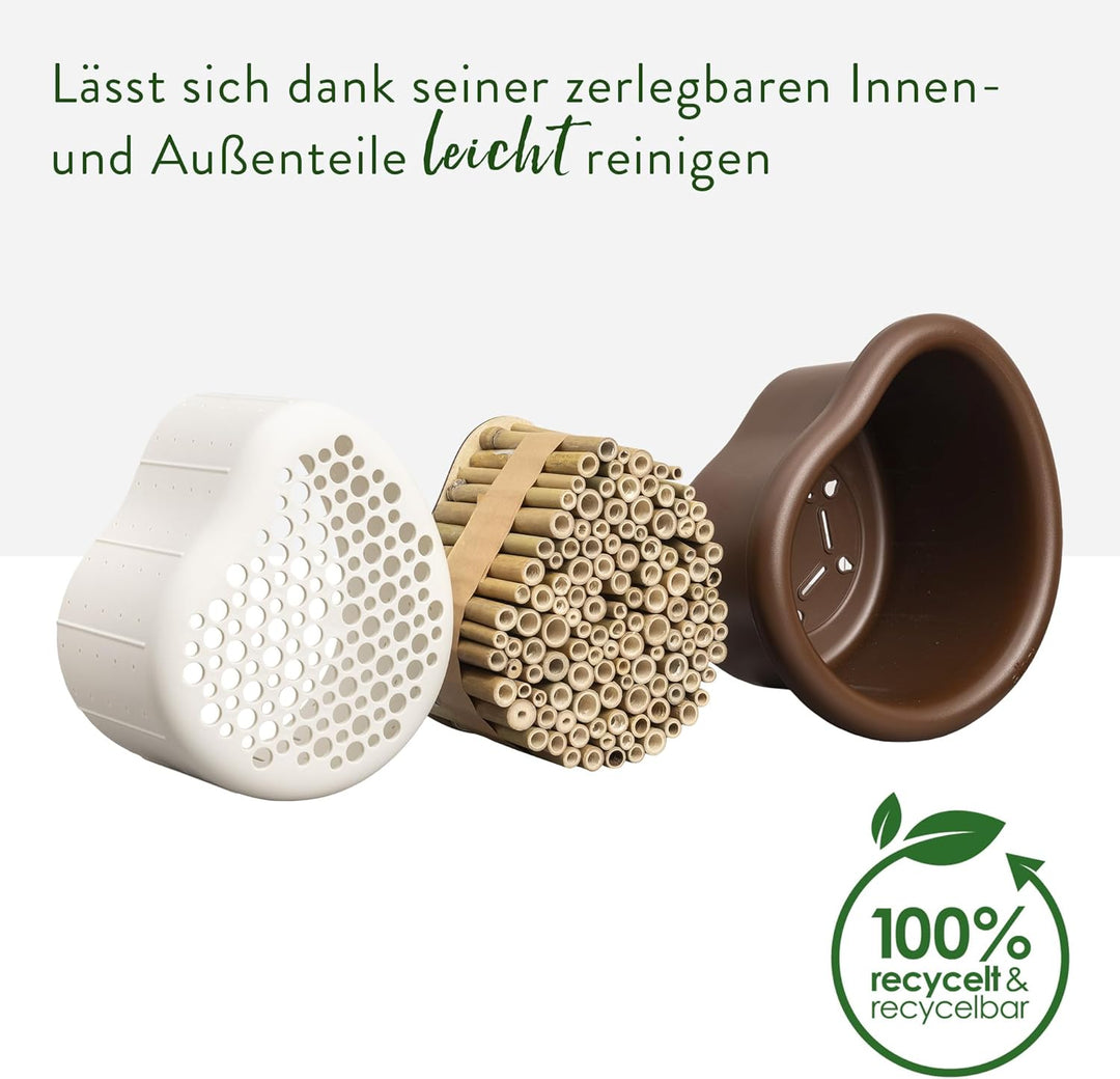 Elho Organic Bee Hotel 25cm - Insektenhotel für Bienen - 100% recyceltes Plastik - L27.4 x B16.8 x H