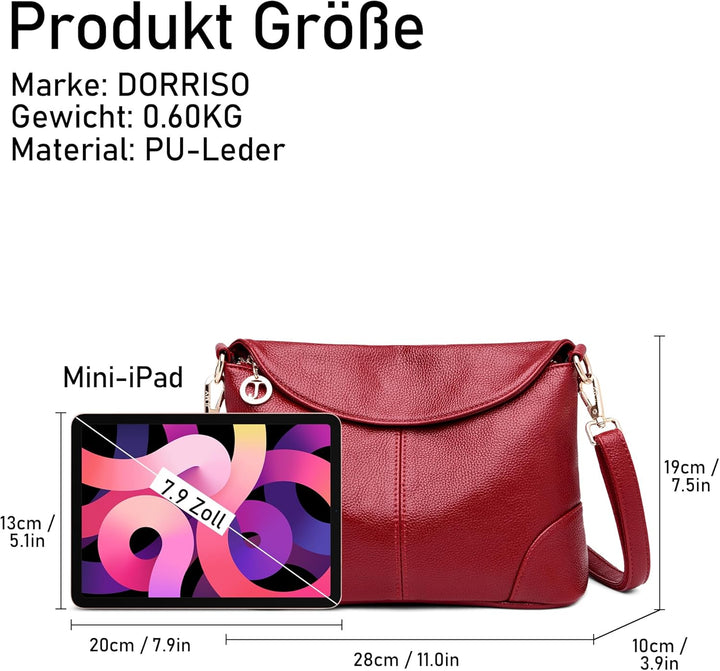 DORRISO Elegant Damen Umhängetasche Frauen Handtasche Schultertasche Casual Umhängetaschen Damen Rei