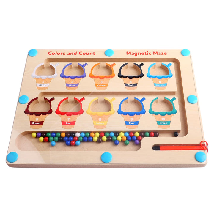 Montessori Spielzeug ab 2 3 4 5 6 Jahre Magnetspiel Labyrinth Holzspielzeug Kinderspielzeug Eiscreme