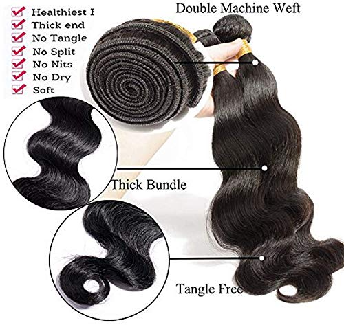 SEGO 18" Echthaar Tressen 1 Bundle Weave Human Hair Brazilian Extensions Body Wave Virgin 100% Unpro