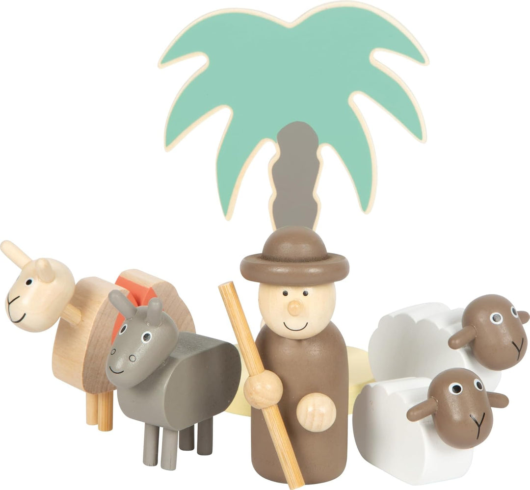 Small Foot Spielset Holzkrippe Weihnachtsgeschichte, Weihnachtsdeko und Spielset, mit detailreichen