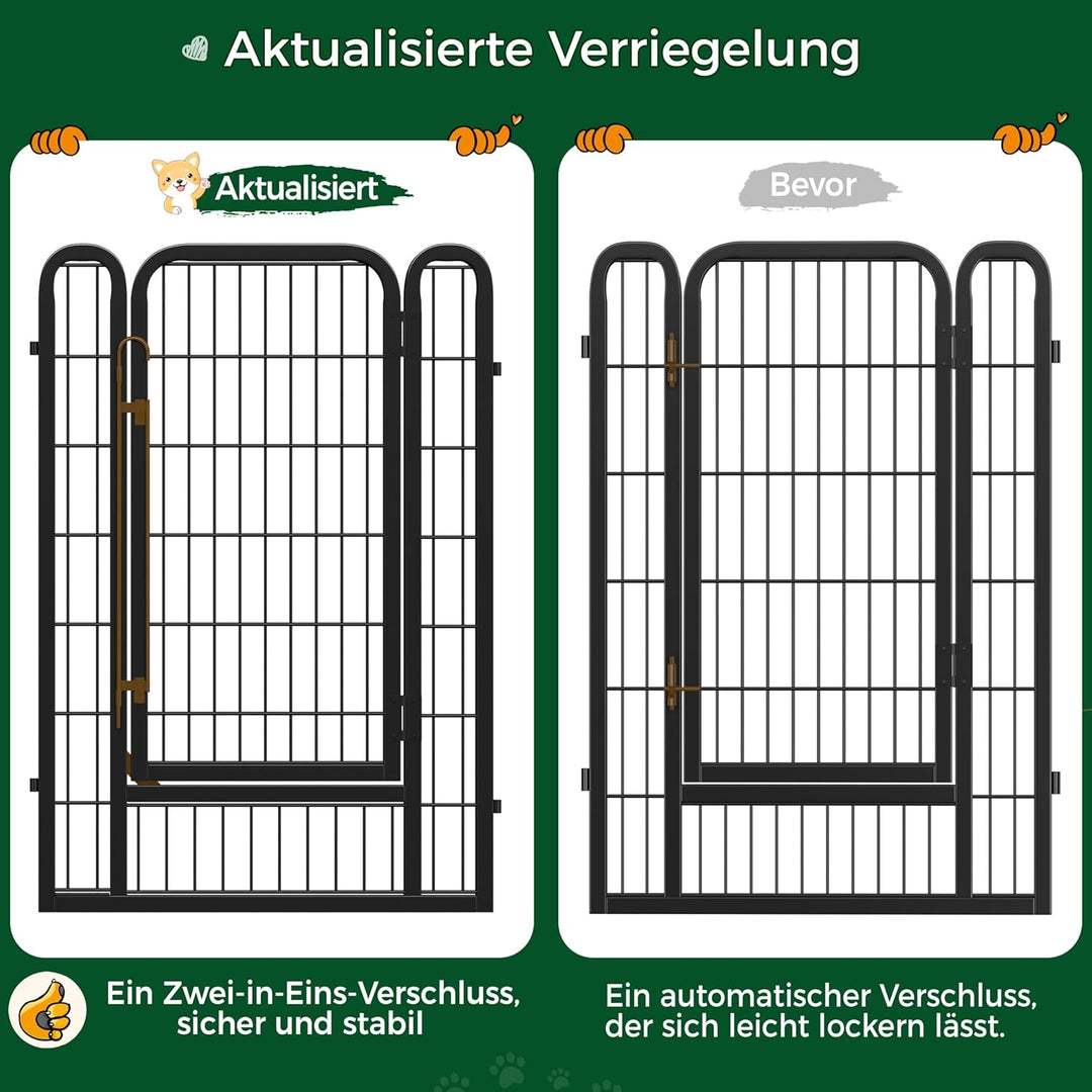 Yaheetech Welpenauslauf 100cm hoch, 6-teilig Welpenlaufstall faltbar mit Tür, Hundelaufstall Freilau