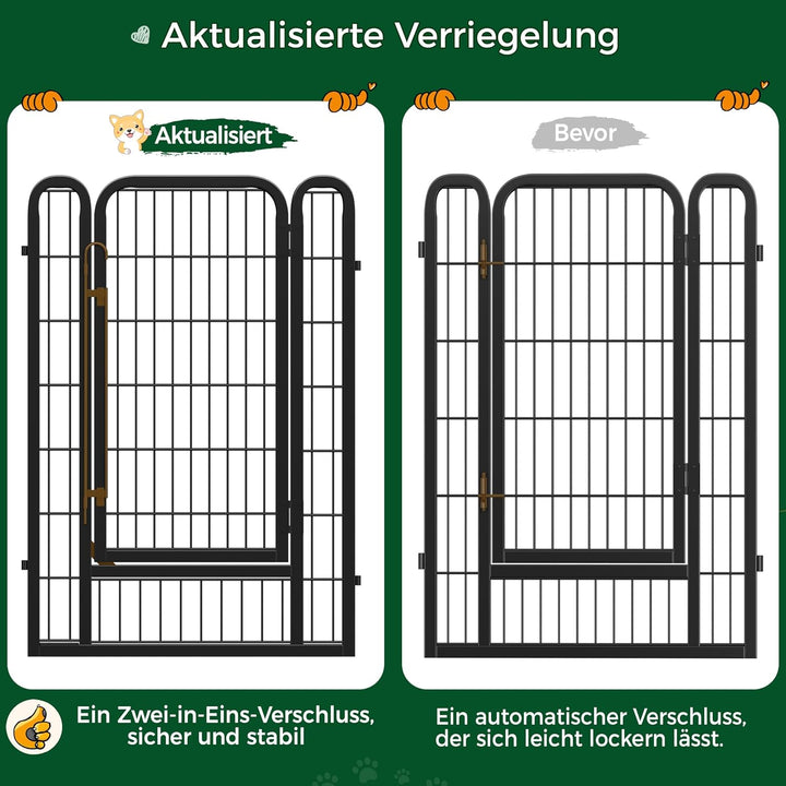 Yaheetech Welpenauslauf 100cm hoch, 6-teilig Welpenlaufstall faltbar mit Tür, Hundelaufstall Freilau
