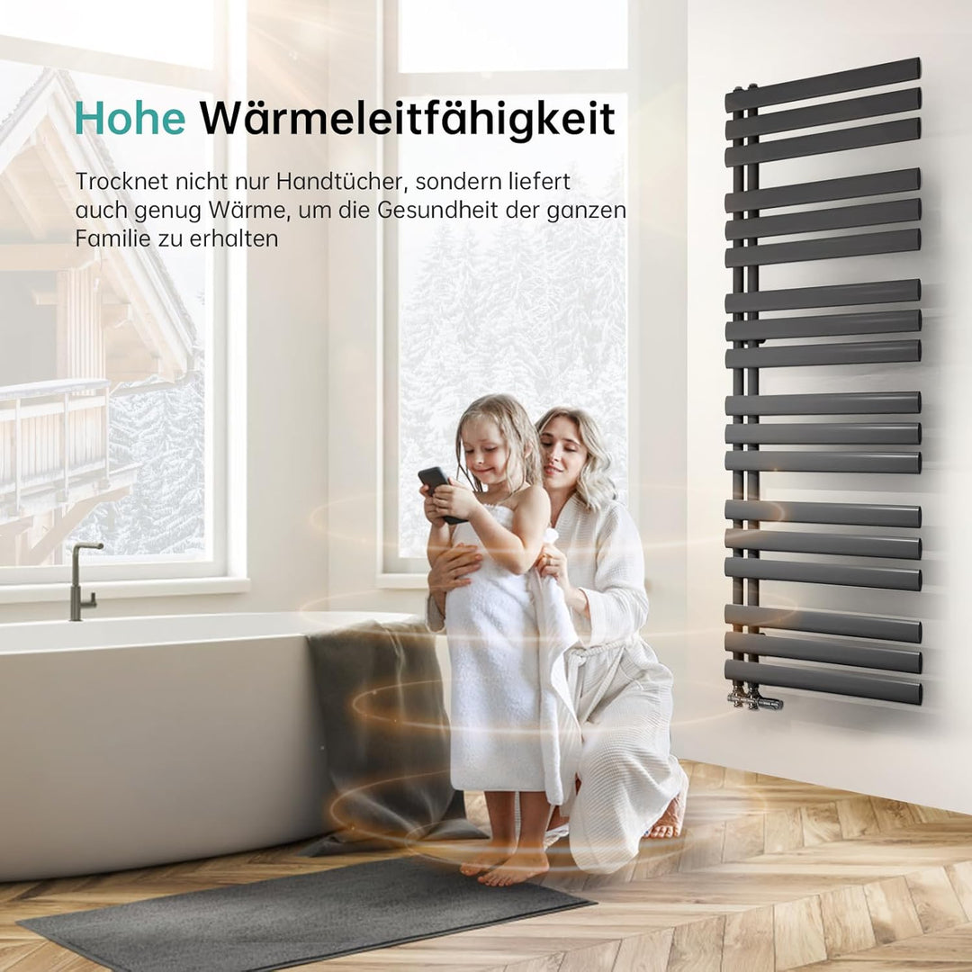EMKE Oval Badheizkörper Handtuchhalter 1740x600 mm, Handtuchheizkörper Seitenanschluss Handtuchwärme