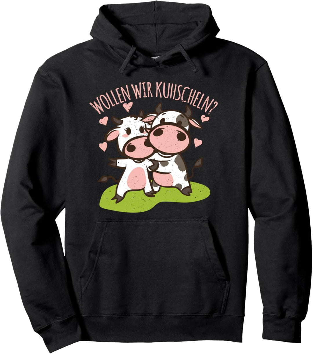 Kühe knuddeln gerne Kuhscheln verliebt umarmen Wortspiel Kuh Pullover Hoodie