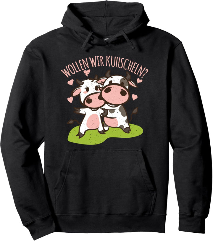 Kühe knuddeln gerne Kuhscheln verliebt umarmen Wortspiel Kuh Pullover Hoodie