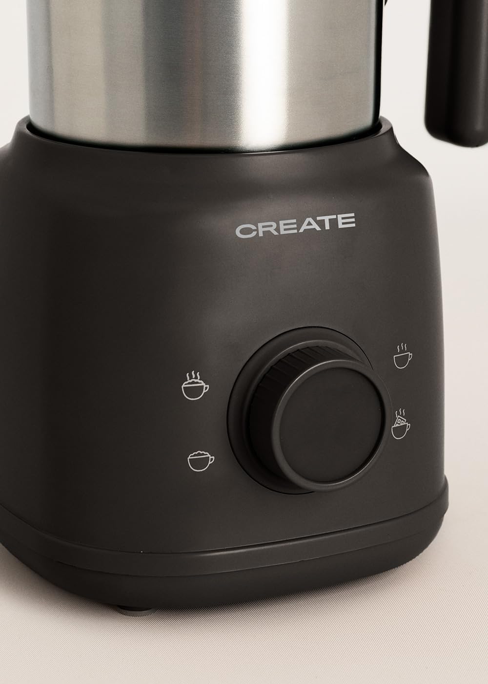 CREATE/MILK FROTHER RETRO/Milchaufschäumer und -erhitzer mit abnehmbarem Krug Schwarz/Magnetische Dr